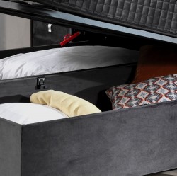Steffi 160x200cm bedbox baza met matras  fluweelstof grijs