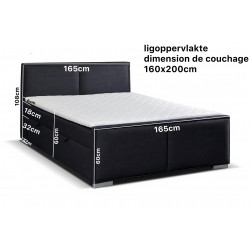 Amsterdam 160x200cm bedbox met matras en topper PU zwart