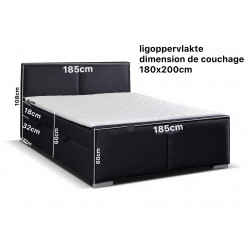 Amsterdam 160x200cm lit box avec matelas et surmatelas  PU Noir
