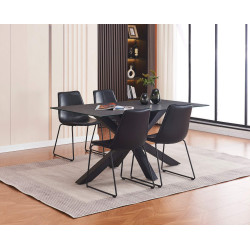 set de table 65 noir avec 4 chaises wim