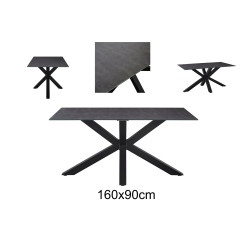set de table 65 noir avec 4 chaises wim