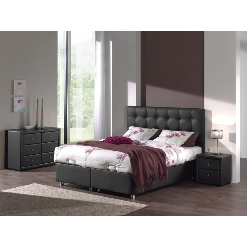 Hannover 160x200cm bedbox baza met matras  PU zwart